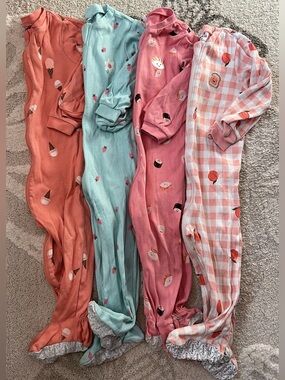 18 Months Girls Pekkle Organic Cotton Sleepers 4pcp